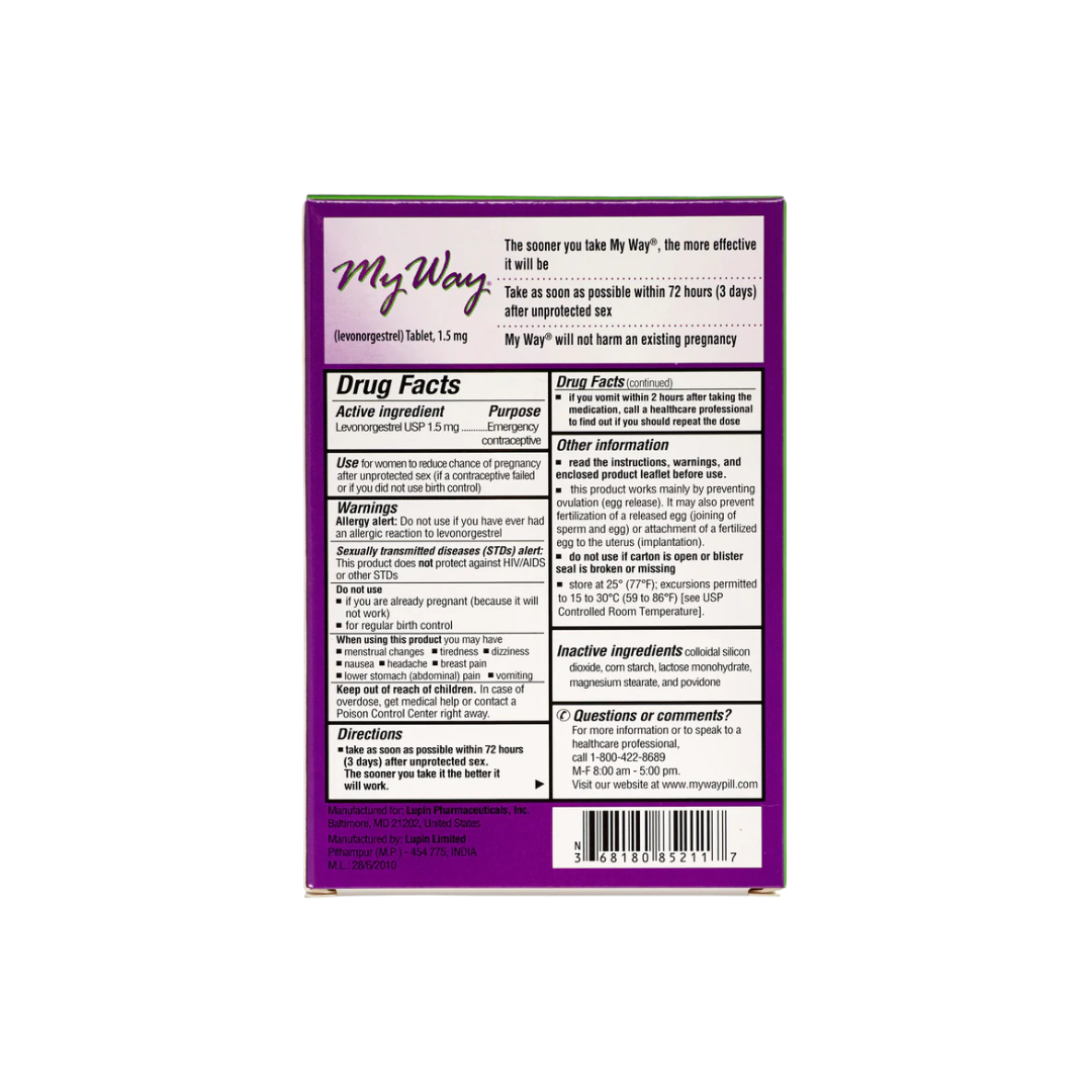 My Way® Anticonceptivo de Emergencia (1.5mg Levonorgestrel)