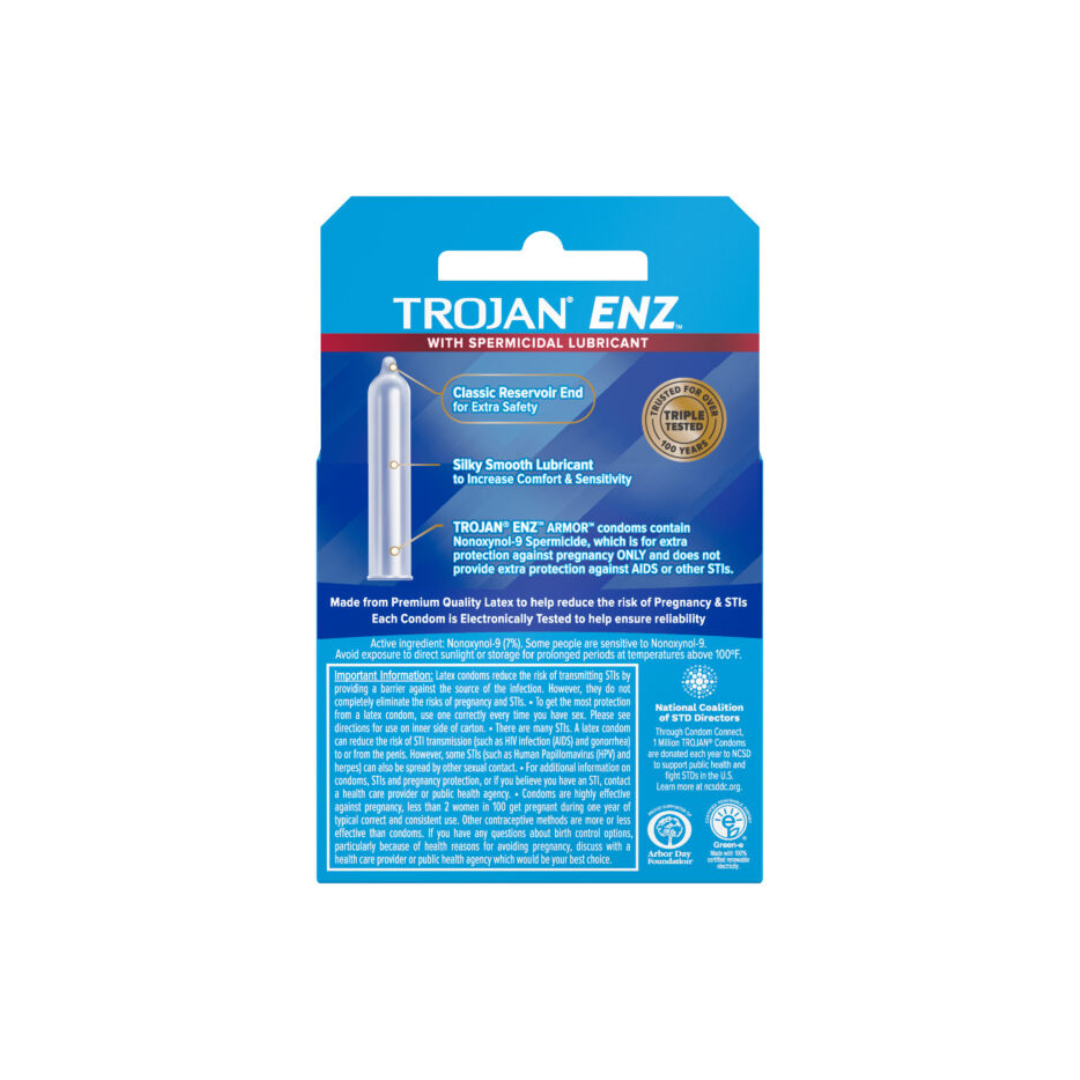 Trojan ENZ Spermicidal Latex Condoms 3-Pack