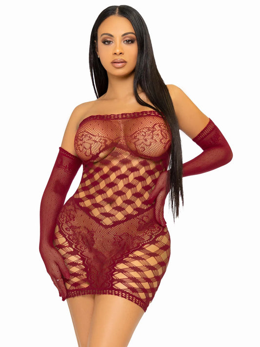 Net Tube Dress and Gloves Leg Avenue (86136)