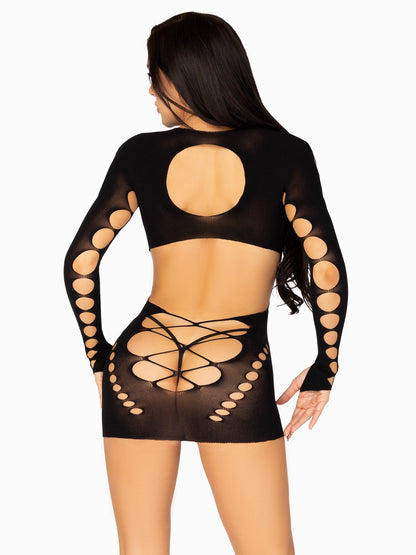 Cut Out Mini Derss with Faux Lace Up Detail Leg Avenue 86142 Black