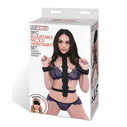 Lux Fetish 3PC Adjustable Neck & Wristraint Set