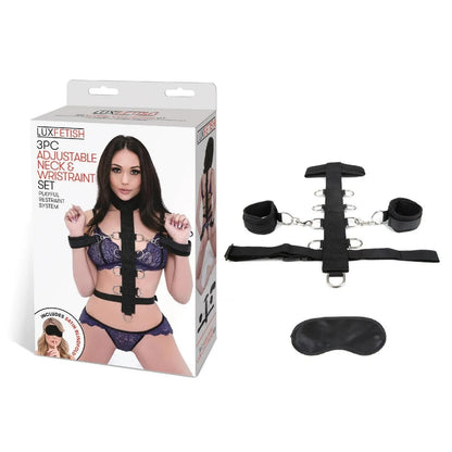 Lux Fetish 3PC Adjustable Neck & Wristraint Set