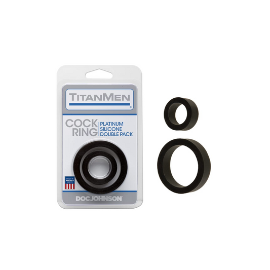 TitanMen Silicone Cock Rings Double Pack Black