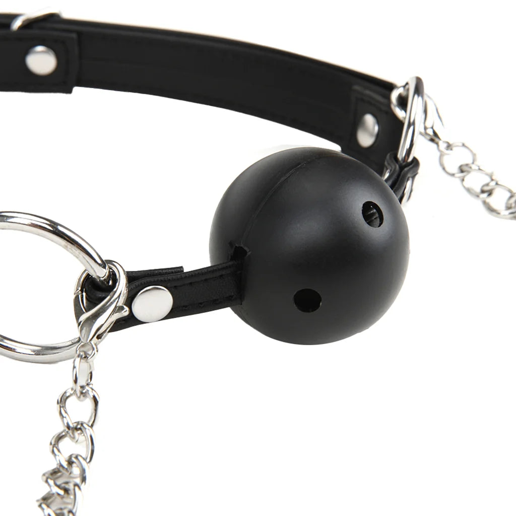 Luxfetish Breathable Ball Gag w/Adjustable Pressure Nipple Clamps